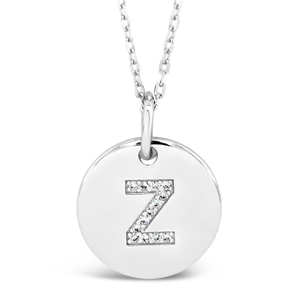 Sterling Silver Initial Z Necklace - Eva Victoria personalised jewellery in Ireland, elegant keepsake gift.